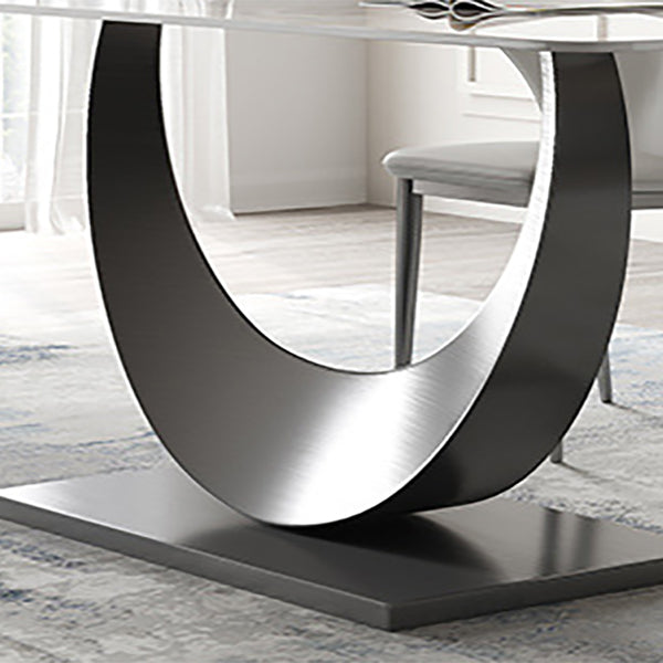 Contemporary Style Rectangle Table Sintered Stone Table with Metal Legs for Home Clearhalo 'Dining Tables & Seating' 'Dining Tables' 'dining_table' 'furn' 'furn_dining_table' 'Furniture' 'Kitchen & Dining Furniture' 6512789