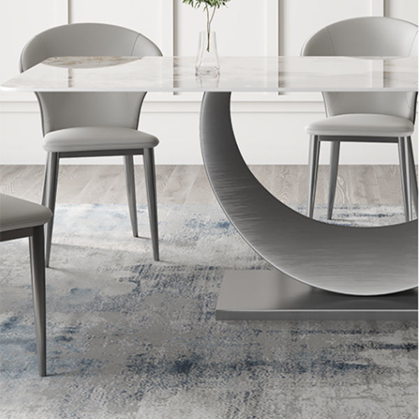Contemporary Style Rectangle Table Sintered Stone Table with Metal Legs for Home Clearhalo 'Dining Tables & Seating' 'Dining Tables' 'dining_table' 'furn' 'furn_dining_table' 'Furniture' 'Kitchen & Dining Furniture' 6512790