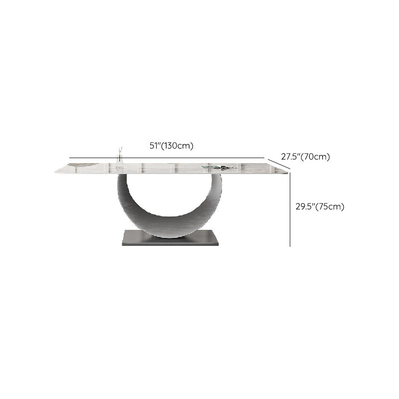 Contemporary Style Rectangle Table Sintered Stone Table with Metal Legs for Home Clearhalo 'Dining Tables & Seating' 'Dining Tables' 'dining_table' 'furn' 'furn_dining_table' 'Furniture' 'Kitchen & Dining Furniture' 6512795