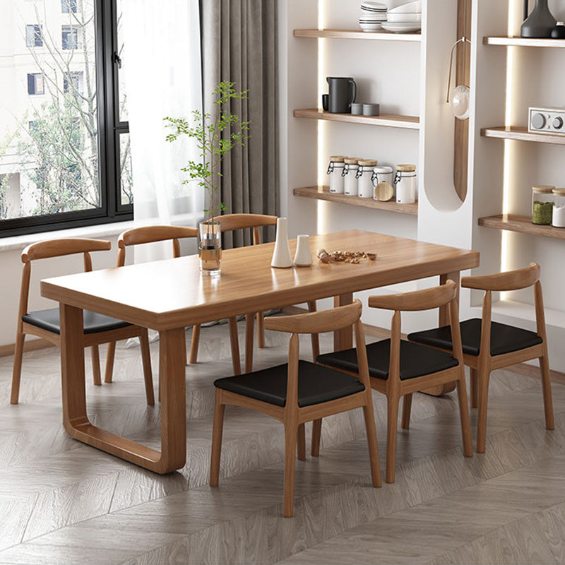 Contemporary Double Pedestal Dining Table Pine Solid Wood Rectangle Dining Table