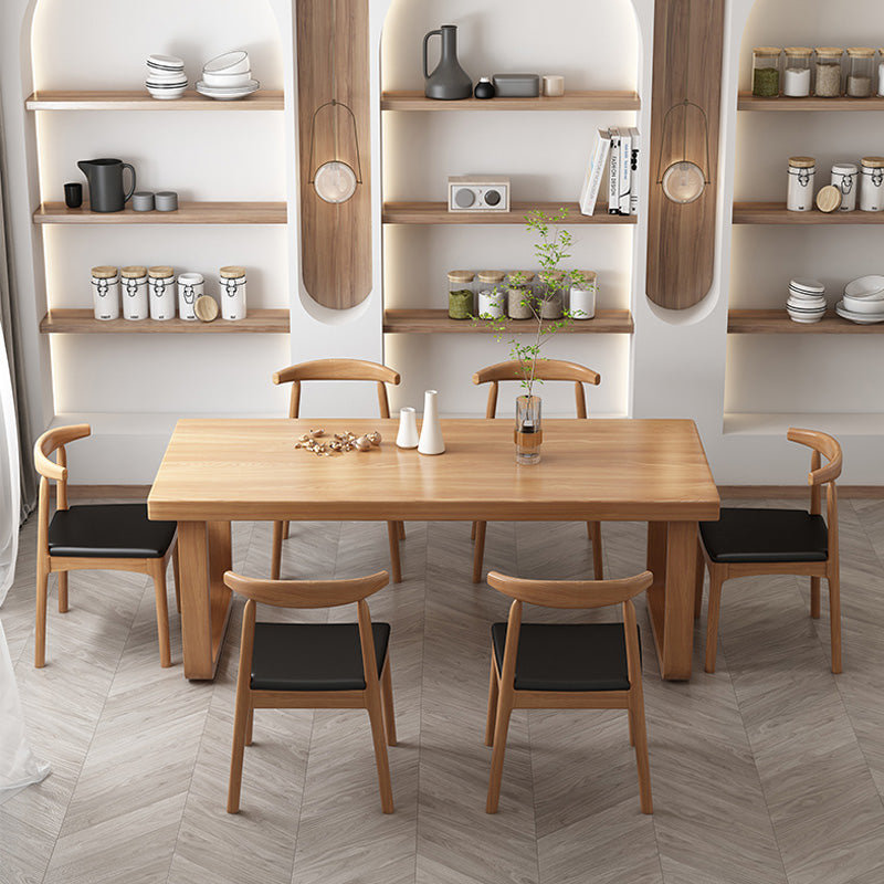 Contemporary Double Pedestal Dining Table Pine Solid Wood Rectangle Dining Table