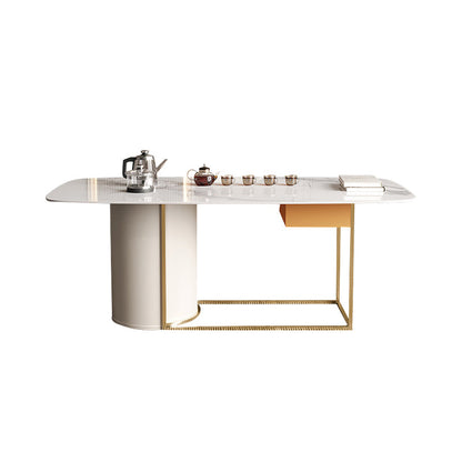 Glam Rectangle Table Sintered Stone Table with Metal Legs for Home Use
