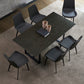 Industrial Rectangle Table Sintered Stone Table with Metal Legs for Home 70.9"L x 35.4"W x 29.5"H Without Chairs Clearhalo 'Dining Tables & Seating' 'Dining Tables' 'dining_table' 'furn' 'furn_dining_table' 'Furniture' 'Kitchen & Dining Furniture' 6512869