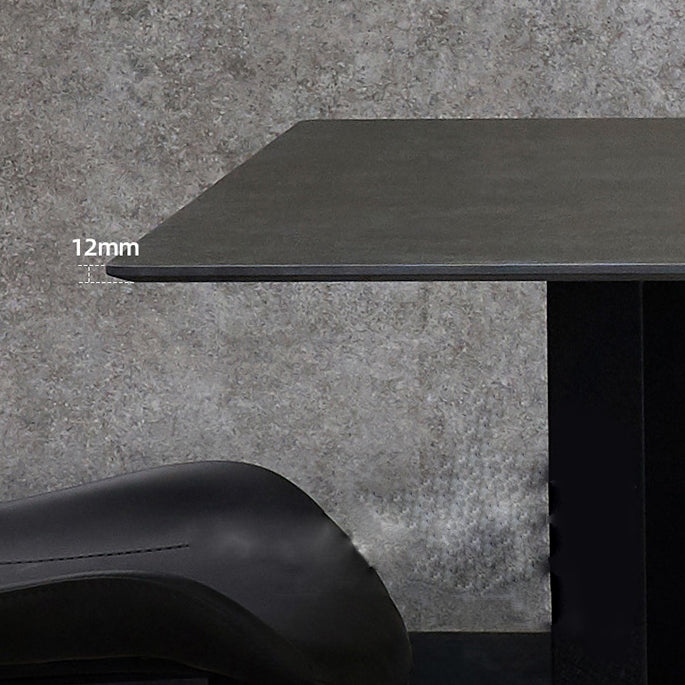 Industrial Rectangle Table Sintered Stone Table with Metal Legs for Home Clearhalo 'Dining Tables & Seating' 'Dining Tables' 'dining_table' 'furn' 'furn_dining_table' 'Furniture' 'Kitchen & Dining Furniture' 6512873