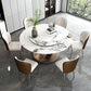 Mesa de comedor redonda moderna Mesa de comedor de piedra con base de pedestal de acero inoxidable