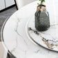 Mesa de comedor redonda moderna Mesa de comedor de piedra con base de pedestal de acero inoxidable