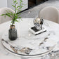 Mesa de comedor redonda moderna Mesa de comedor de piedra con base de pedestal de acero inoxidable