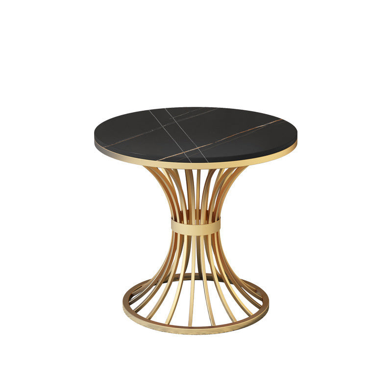 Traditional Luxury Round Dining Table Matte Finish Stone Top Dinette Table for Home Black Without Chairs Clearhalo 'Dining Tables & Seating' 'Dining Tables' 'dining_table' 'furn' 'furn_dining_table' 'Furniture' 'Kitchen & Dining Furniture' 6512898