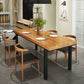 Industrial Dining Table with Metal Legs Brown Solid Wood Top Table