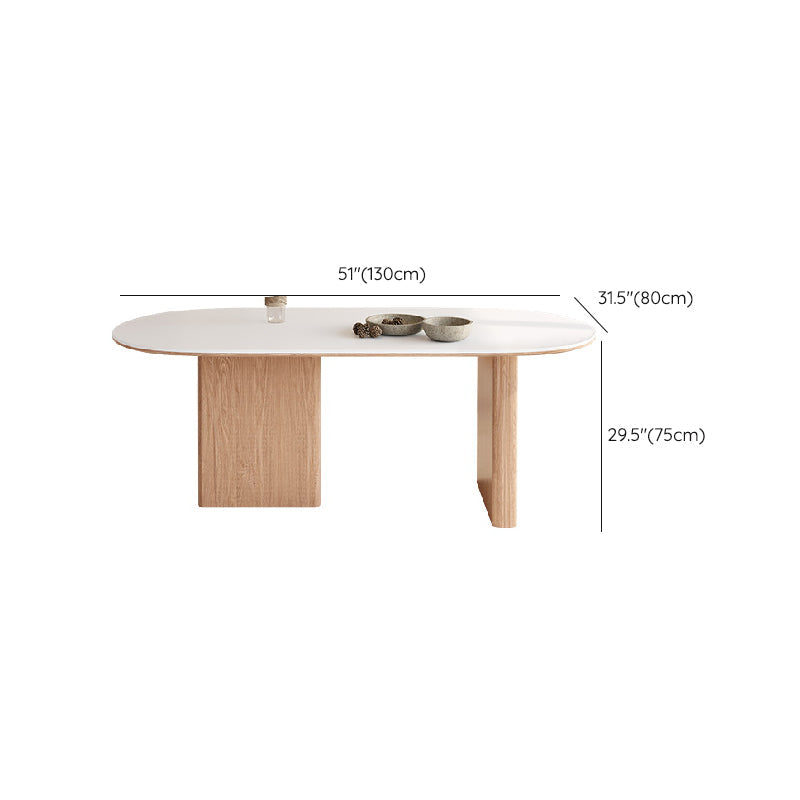 Oval Stone Dining Table Contemporary Dining Table with Double Pedestal Base Clearhalo 'Dining Tables & Seating' 'Dining Tables' 'dining_table' 'furn' 'furn_dining_table' 'Furniture' 'Kitchen & Dining Furniture' 6512964