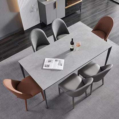 Industrial Style Rectangle Table Sintered Stone Table with Metal Legs for Home