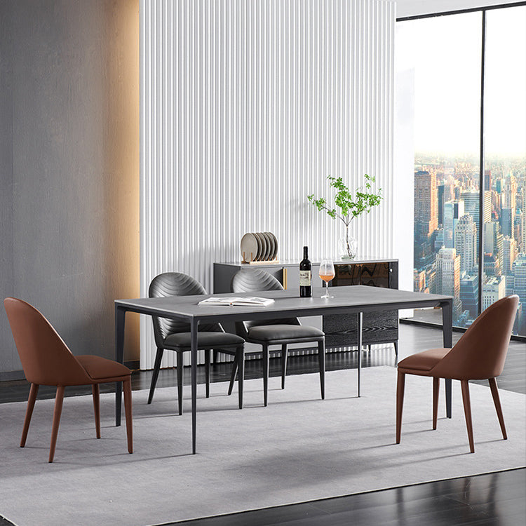 Industrial Style Rectangle Table Sintered Stone Table with Metal Legs for Home