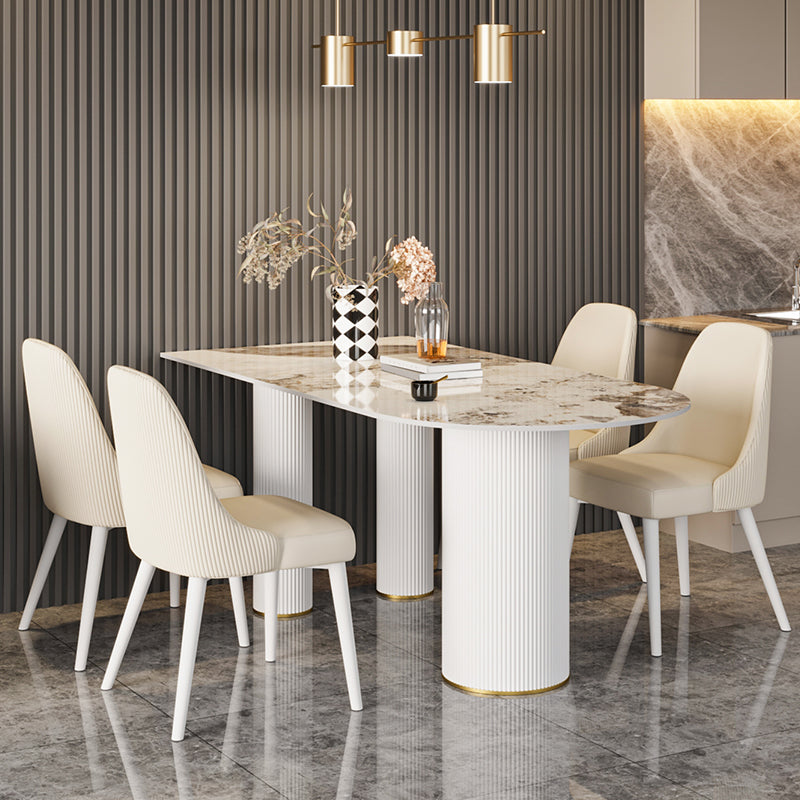 Free Form Stone Dining Table Modern Dining Table for Dining Room 55.1"L x 31.5"W x 29.5"H Without Chairs Clearhalo 'Dining Tables & Seating' 'Dining Tables' 'dining_table' 'furn' 'furn_dining_table' 'Furniture' 'Kitchen & Dining Furniture' 6512985