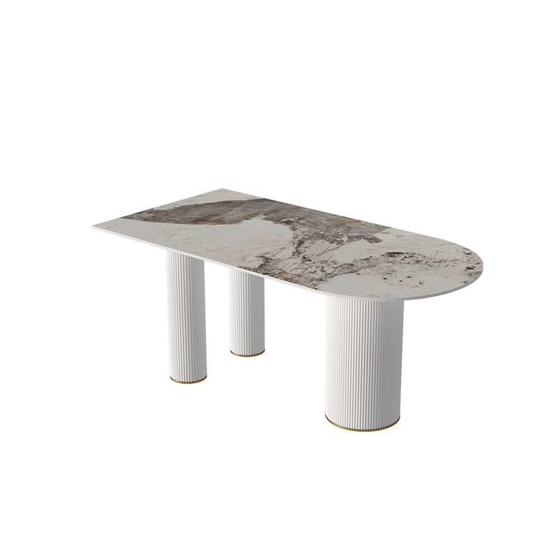 Free Form Stone Dining Table Modern Dining Table for Dining Room 70.9"L x 35.4"W x 29.5"H Without Chairs Clearhalo 'Dining Tables & Seating' 'Dining Tables' 'dining_table' 'furn' 'furn_dining_table' 'Furniture' 'Kitchen & Dining Furniture' 6512986