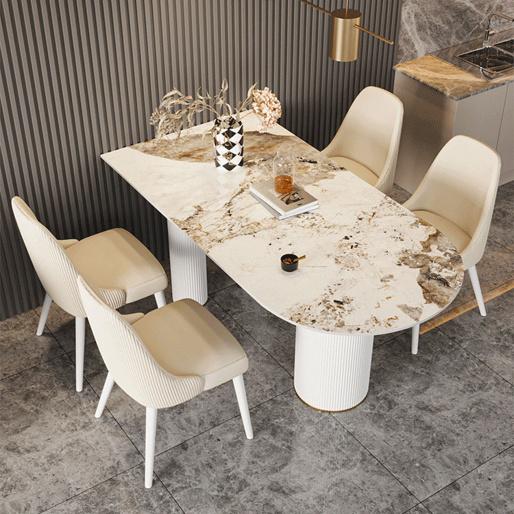 Free Form Stone Dining Table Modern Dining Table for Dining Room 51.2"L x 27.6"W x 29.5"H Without Chairs Clearhalo 'Dining Tables & Seating' 'Dining Tables' 'dining_table' 'furn' 'furn_dining_table' 'Furniture' 'Kitchen & Dining Furniture' 6512987