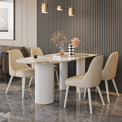 Free Form Stone Dining Table Modern Dining Table for Dining Room 47.2"L x 23.6"W x 29.5"H Without Chairs Clearhalo 'Dining Tables & Seating' 'Dining Tables' 'dining_table' 'furn' 'furn_dining_table' 'Furniture' 'Kitchen & Dining Furniture' 6512988
