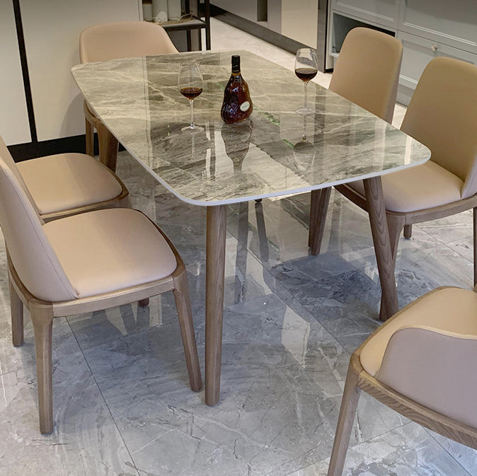 Gray Stone Top Table with Ash Wood Frame Modern Dining Table for Home Clearhalo 'Dining Tables & Seating' 'Dining Tables' 'dining_table' 'furn' 'furn_dining_table' 'Furniture' 'Kitchen & Dining Furniture' 6513008