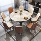 Round Extendable Dining Table Modern Stone Dining Table with Solid Wood Base Clearhalo 'Dining Tables & Seating' 'Dining Tables' 'dining_table' 'furn' 'furn_dining_table' 'Furniture' 'Kitchen & Dining Furniture' 6513019
