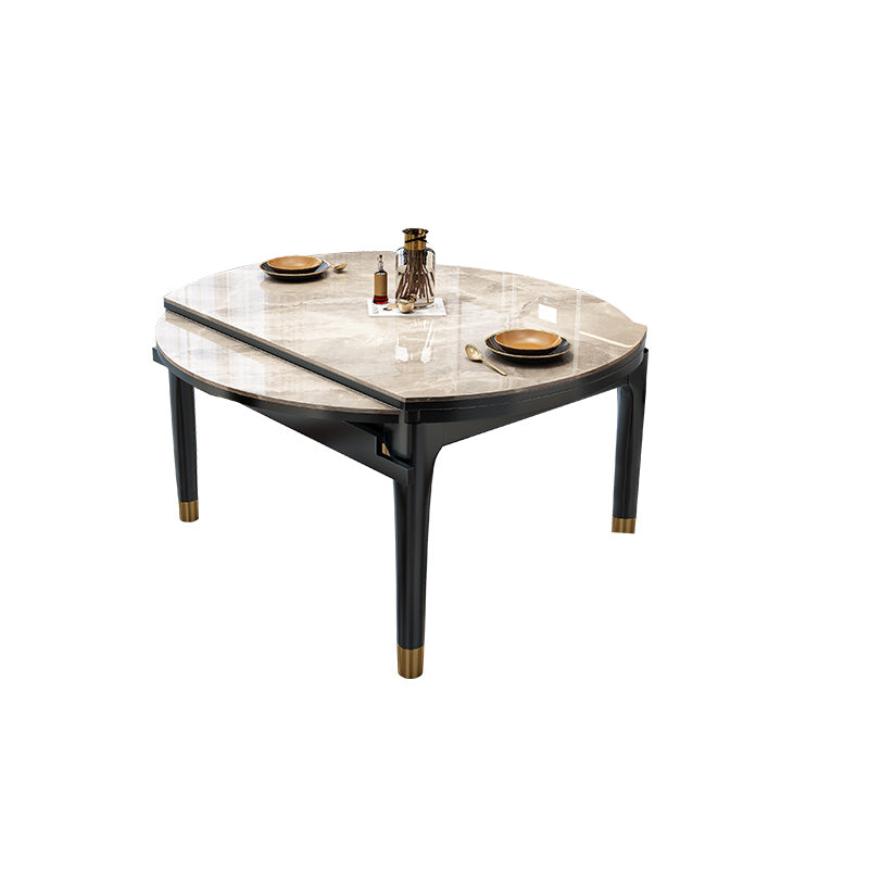 Round Extendable Dining Table Modern Stone Dining Table with Solid Wood Base Clearhalo 'Dining Tables & Seating' 'Dining Tables' 'dining_table' 'furn' 'furn_dining_table' 'Furniture' 'Kitchen & Dining Furniture' 6513020