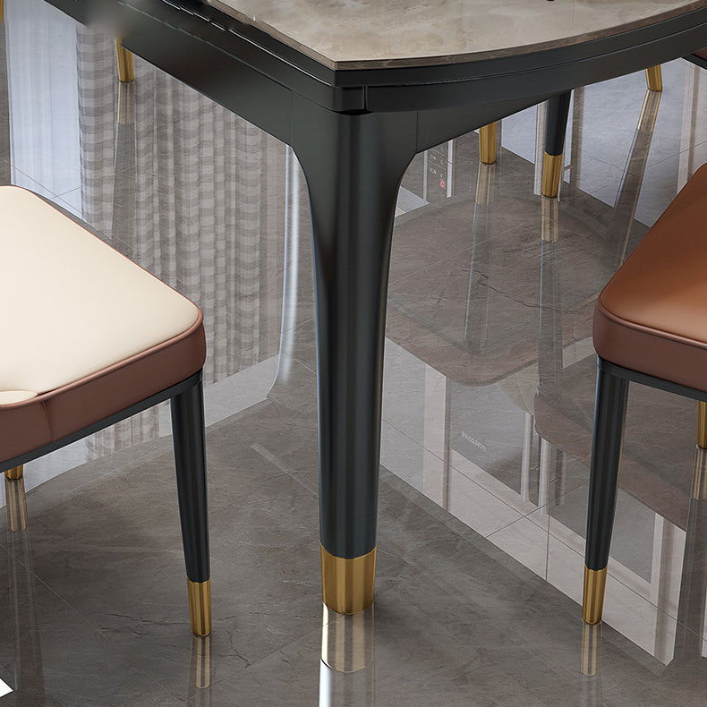 Round Extendable Dining Table Modern Stone Dining Table with Solid Wood Base Clearhalo 'Dining Tables & Seating' 'Dining Tables' 'dining_table' 'furn' 'furn_dining_table' 'Furniture' 'Kitchen & Dining Furniture' 6513021