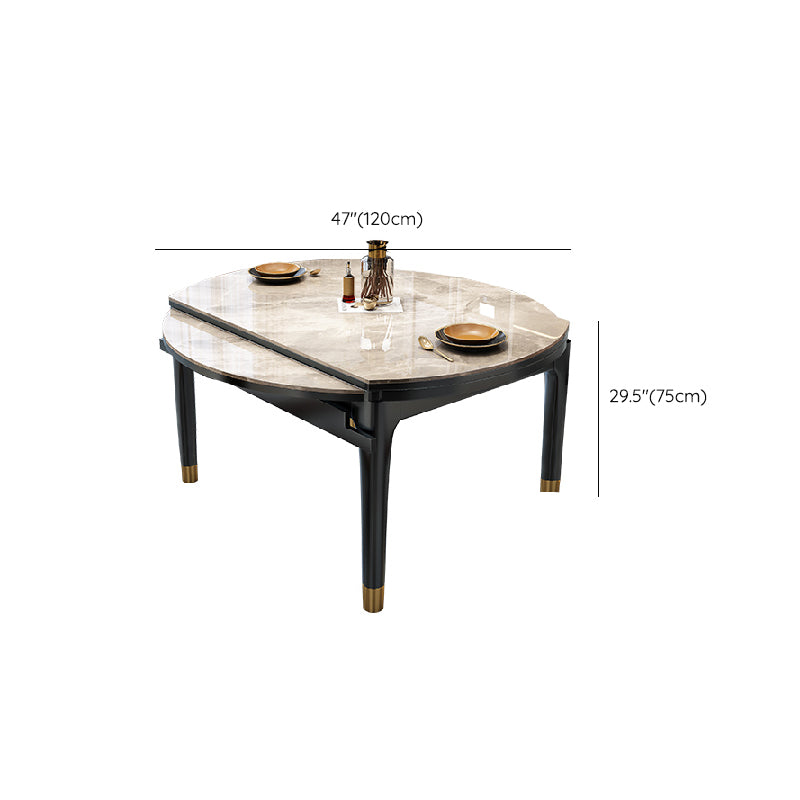 Round Extendable Dining Table Modern Stone Dining Table with Solid Wood Base Clearhalo 'Dining Tables & Seating' 'Dining Tables' 'dining_table' 'furn' 'furn_dining_table' 'Furniture' 'Kitchen & Dining Furniture' 6513025
