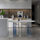 White Oval Stone Dining Table Modern Acrylic Double Pedestal Dining Table 51.2"L x 27.6"W x 29.5"H Without Chairs Clearhalo 'Dining Tables & Seating' 'Dining Tables' 'dining_table' 'furn' 'furn_dining_table' 'Furniture' 'Kitchen & Dining Furniture' 6513031