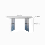 White Oval Stone Dining Table Modern Acrylic Double Pedestal Dining Table Clearhalo 'Dining Tables & Seating' 'Dining Tables' 'dining_table' 'furn' 'furn_dining_table' 'Furniture' 'Kitchen & Dining Furniture' 6513039