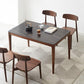 Mesa rectangular de estilo industrial, mesa de piedra sinterizada con patas de madera para uso doméstico