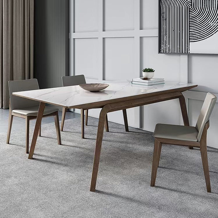 Modern Style Rectangle Table Sintered Stone Table with Wooden Legs for Home Use 70.9"L x 35.4"W x 29.5"H Without Chairs Clearhalo 'Dining Tables & Seating' 'Dining Tables' 'dining_table' 'furn' 'furn_dining_table' 'Furniture' 'Kitchen & Dining Furniture' 6513074