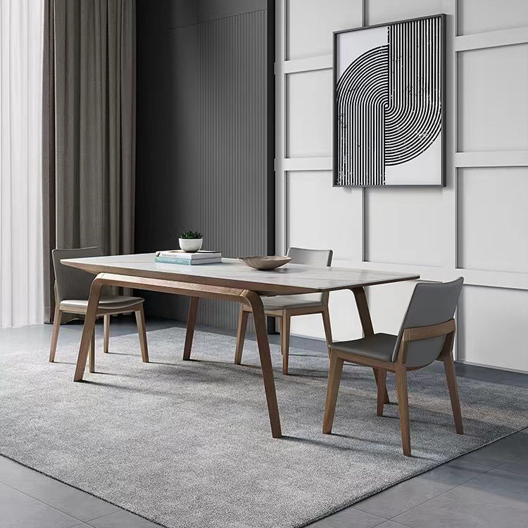 Modern Style Rectangle Table Sintered Stone Table with Wooden Legs for Home Use Clearhalo 'Dining Tables & Seating' 'Dining Tables' 'dining_table' 'furn' 'furn_dining_table' 'Furniture' 'Kitchen & Dining Furniture' 6513075