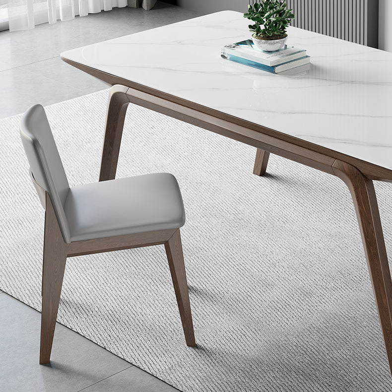 Modern Style Rectangle Table Sintered Stone Table with Wooden Legs for Home Use Clearhalo 'Dining Tables & Seating' 'Dining Tables' 'dining_table' 'furn' 'furn_dining_table' 'Furniture' 'Kitchen & Dining Furniture' 6513077