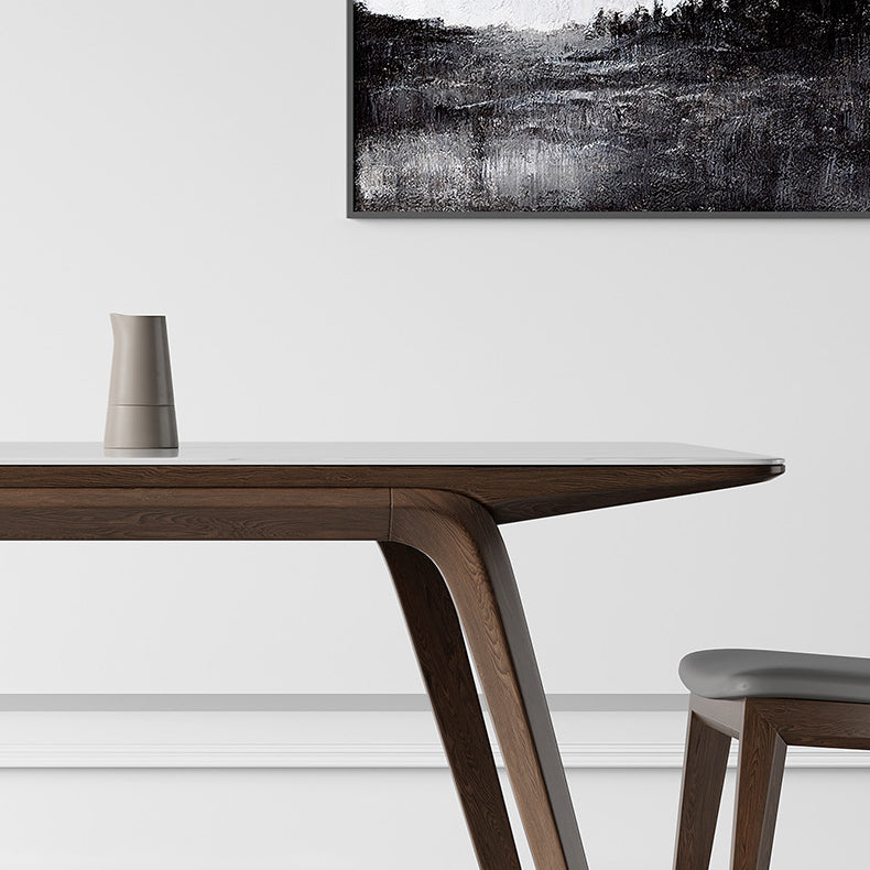 Modern Style Rectangle Table Sintered Stone Table with Wooden Legs for Home Use Clearhalo 'Dining Tables & Seating' 'Dining Tables' 'dining_table' 'furn' 'furn_dining_table' 'Furniture' 'Kitchen & Dining Furniture' 6513078