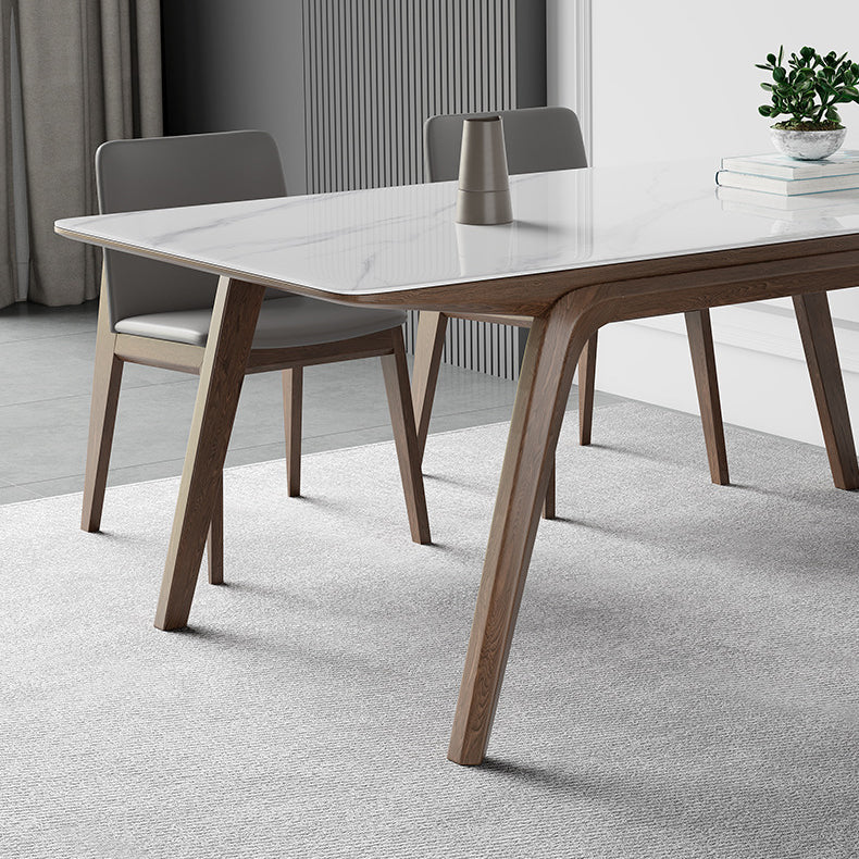 Modern Style Rectangle Table Sintered Stone Table with Wooden Legs for Home Use Clearhalo 'Dining Tables & Seating' 'Dining Tables' 'dining_table' 'furn' 'furn_dining_table' 'Furniture' 'Kitchen & Dining Furniture' 6513079