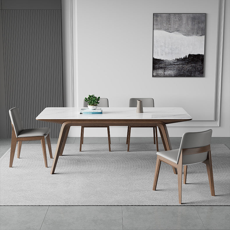 Modern Style Rectangle Table Sintered Stone Table with Wooden Legs for Home Use Clearhalo 'Dining Tables & Seating' 'Dining Tables' 'dining_table' 'furn' 'furn_dining_table' 'Furniture' 'Kitchen & Dining Furniture' 6513081