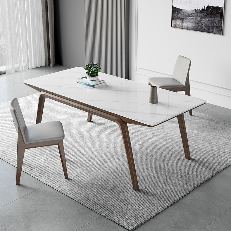 Modern Style Rectangle Table Sintered Stone Table with Wooden Legs for Home Use Clearhalo 'Dining Tables & Seating' 'Dining Tables' 'dining_table' 'furn' 'furn_dining_table' 'Furniture' 'Kitchen & Dining Furniture' 6513082