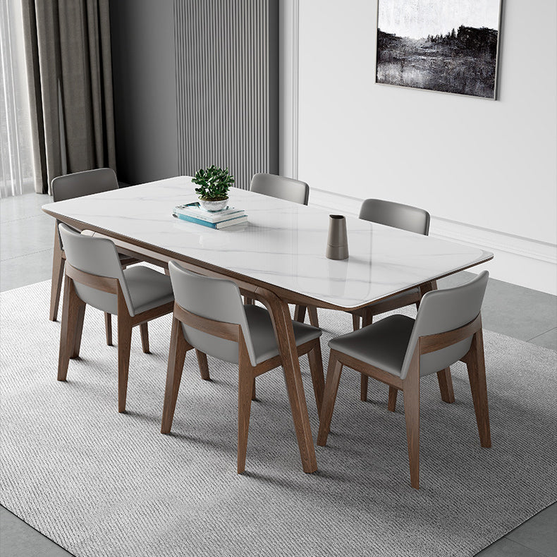 Modern Style Rectangle Table Sintered Stone Table with Wooden Legs for Home Use Clearhalo 'Dining Tables & Seating' 'Dining Tables' 'dining_table' 'furn' 'furn_dining_table' 'Furniture' 'Kitchen & Dining Furniture' 6513083