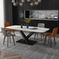 Mesa rectangular de estilo industrial, mesa de piedra sinterizada con patas de metal para cocina