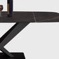 Mesa rectangular de estilo industrial, mesa de piedra sinterizada con patas de metal para cocina