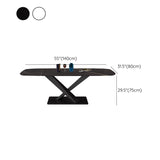 Mesa rectangular de estilo industrial, mesa de piedra sinterizada con patas de metal para cocina