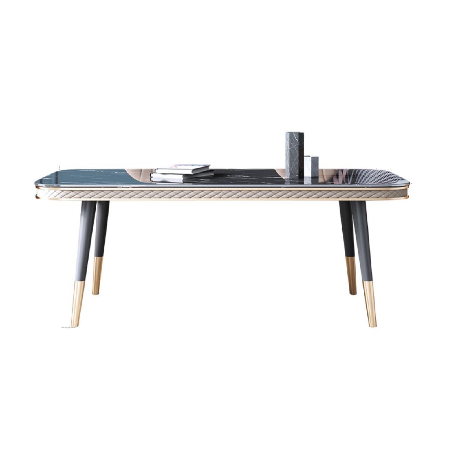 Glam Style Rectangle Table Faux Marble Table with Metal Legs for Kitchen Black Without Chairs Clearhalo 'Dining Tables & Seating' 'Dining Tables' 'dining_table' 'furn' 'furn_dining_table' 'Furniture' 'Kitchen & Dining Furniture' 6513104