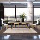 Glam Style Rectangle Table Faux Marble Table with Metal Legs for Kitchen Black 63"L x 35.4"W x 29.9"H Without Chairs Clearhalo 'Dining Tables & Seating' 'Dining Tables' 'dining_table' 'furn' 'furn_dining_table' 'Furniture' 'Kitchen & Dining Furniture' 6513106
