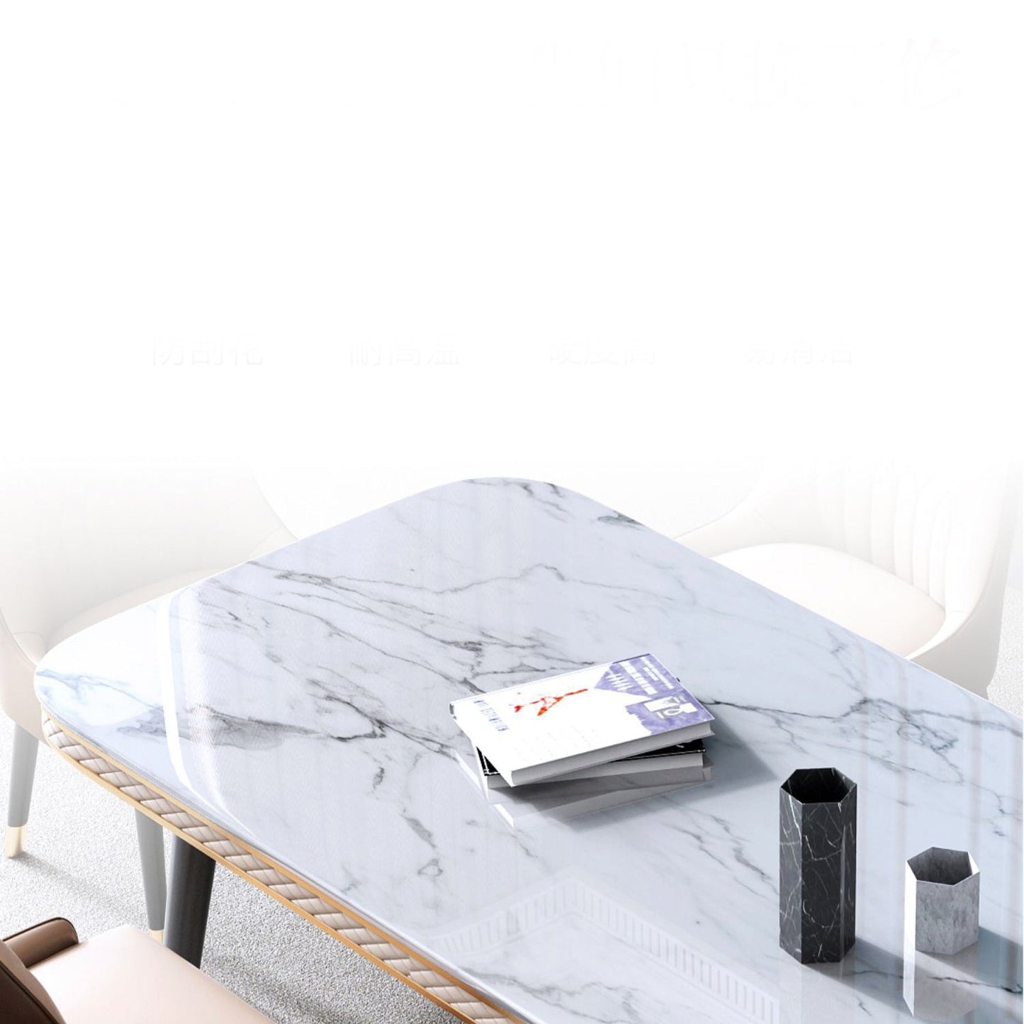 Glam Style Rectangle Table Faux Marble Table with Metal Legs for Kitchen Clearhalo 'Dining Tables & Seating' 'Dining Tables' 'dining_table' 'furn' 'furn_dining_table' 'Furniture' 'Kitchen & Dining Furniture' 6513110