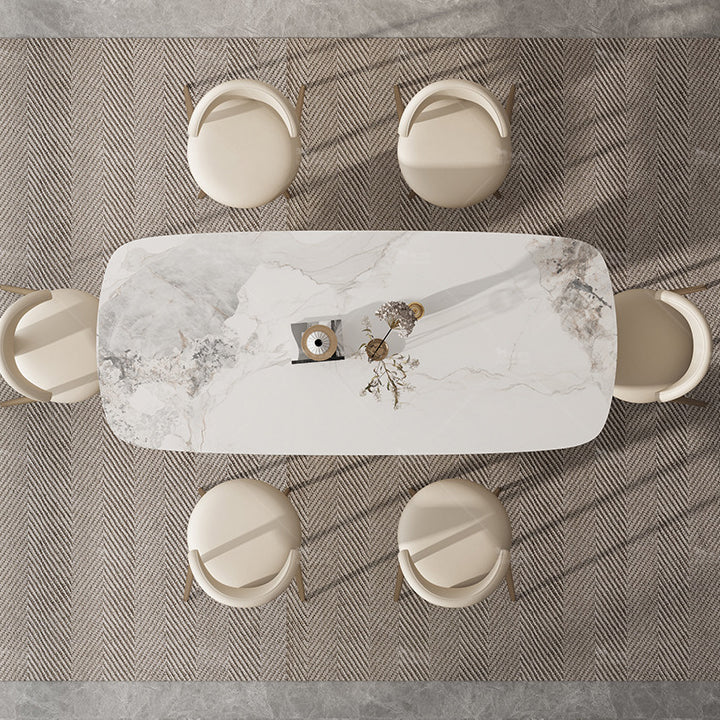 Glam Rectangle Dining Table Sintered Stone Table with Metal Legs for Kitchen Clearhalo 'Dining Tables & Seating' 'Dining Tables' 'dining_table' 'furn' 'furn_dining_table' 'Furniture' 'Kitchen & Dining Furniture' 6513122