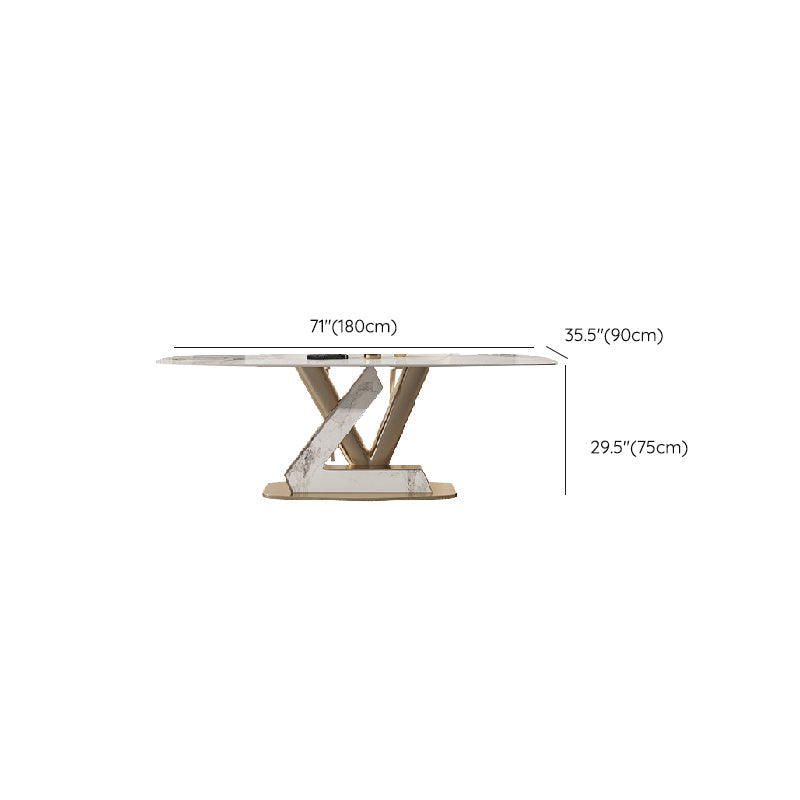 Glam Rectangle Dining Table Sintered Stone Table with Metal Legs for Kitchen Clearhalo 'Dining Tables & Seating' 'Dining Tables' 'dining_table' 'furn' 'furn_dining_table' 'Furniture' 'Kitchen & Dining Furniture' 6513124