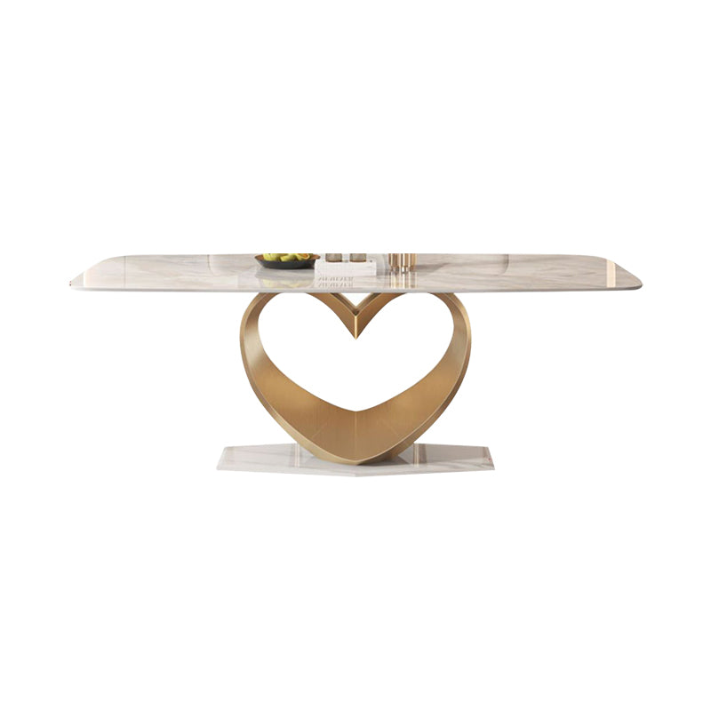Glam Rectangle Dining Table Sintered Stone Table with Metal Legs for Home 70.9"L x 31.5"W x 29.5"H Without Chairs Clearhalo 'Dining Tables & Seating' 'Dining Tables' 'dining_table' 'furn' 'furn_dining_table' 'Furniture' 'Kitchen & Dining Furniture' 6513128
