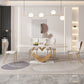 Glam Rectangle Dining Table Sintered Stone Table with Metal Legs for Home Clearhalo 'Dining Tables & Seating' 'Dining Tables' 'dining_table' 'furn' 'furn_dining_table' 'Furniture' 'Kitchen & Dining Furniture' 6513129