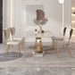 Glam Rectangle Dining Table Sintered Stone Table with Metal Legs for Home 55.1"L x 31.5"W x 29.5"H Without Chairs Clearhalo 'Dining Tables & Seating' 'Dining Tables' 'dining_table' 'furn' 'furn_dining_table' 'Furniture' 'Kitchen & Dining Furniture' 6513131