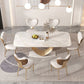 Glam Rectangle Dining Table Sintered Stone Table with Metal Legs for Home Clearhalo 'Dining Tables & Seating' 'Dining Tables' 'dining_table' 'furn' 'furn_dining_table' 'Furniture' 'Kitchen & Dining Furniture' 6513136