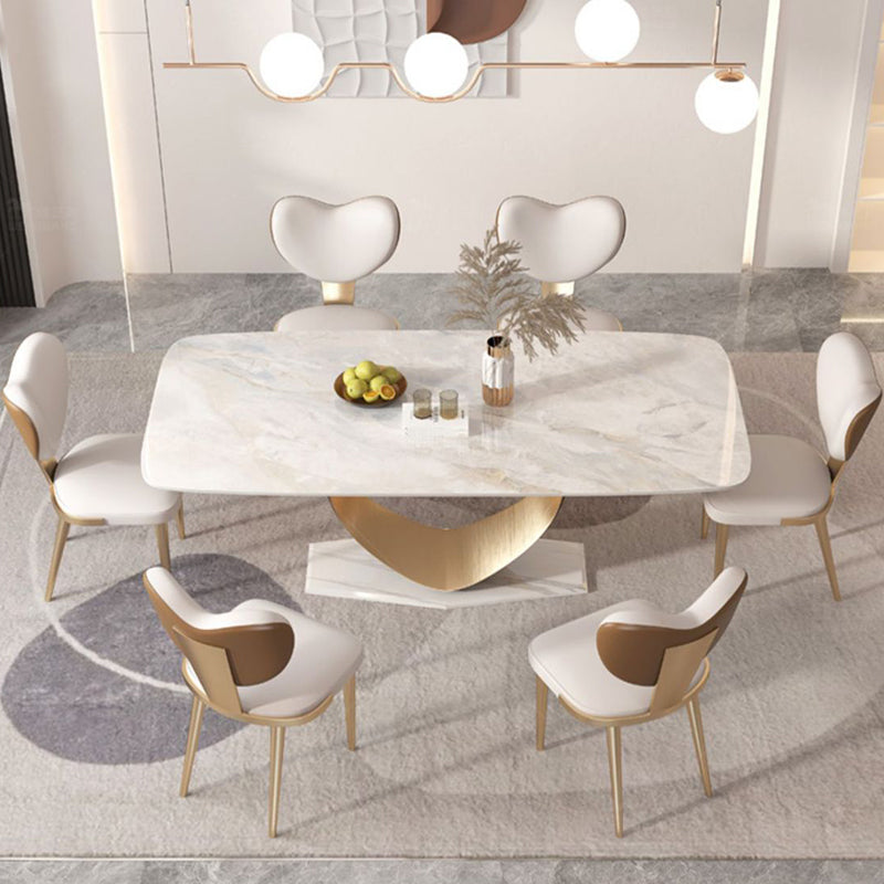 Glam Rectangle Dining Table Sintered Stone Table with Metal Legs for Home Clearhalo 'Dining Tables & Seating' 'Dining Tables' 'dining_table' 'furn' 'furn_dining_table' 'Furniture' 'Kitchen & Dining Furniture' 6513136