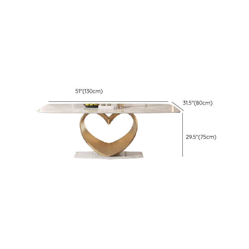 Glam Rectangle Dining Table Sintered Stone Table with Metal Legs for Home Clearhalo 'Dining Tables & Seating' 'Dining Tables' 'dining_table' 'furn' 'furn_dining_table' 'Furniture' 'Kitchen & Dining Furniture' 6513138